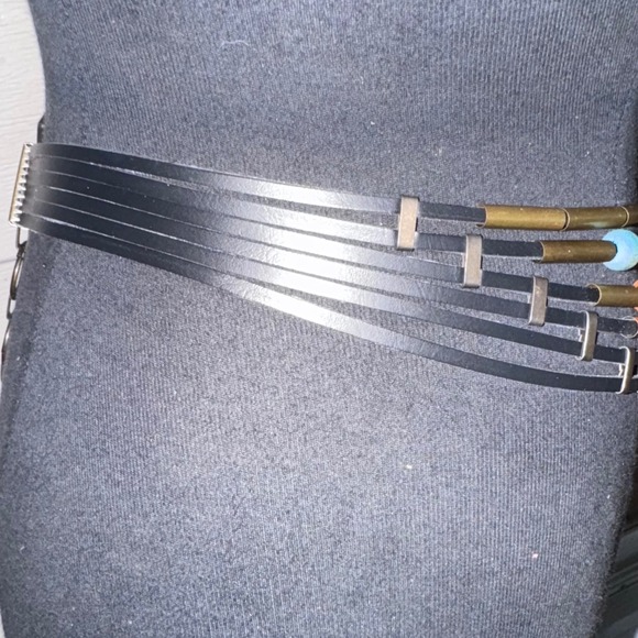 Boho Beaded Waist Belt‎ Colorful Wood Metal Chain Adjustable preloved OS - Picture 3 of 10